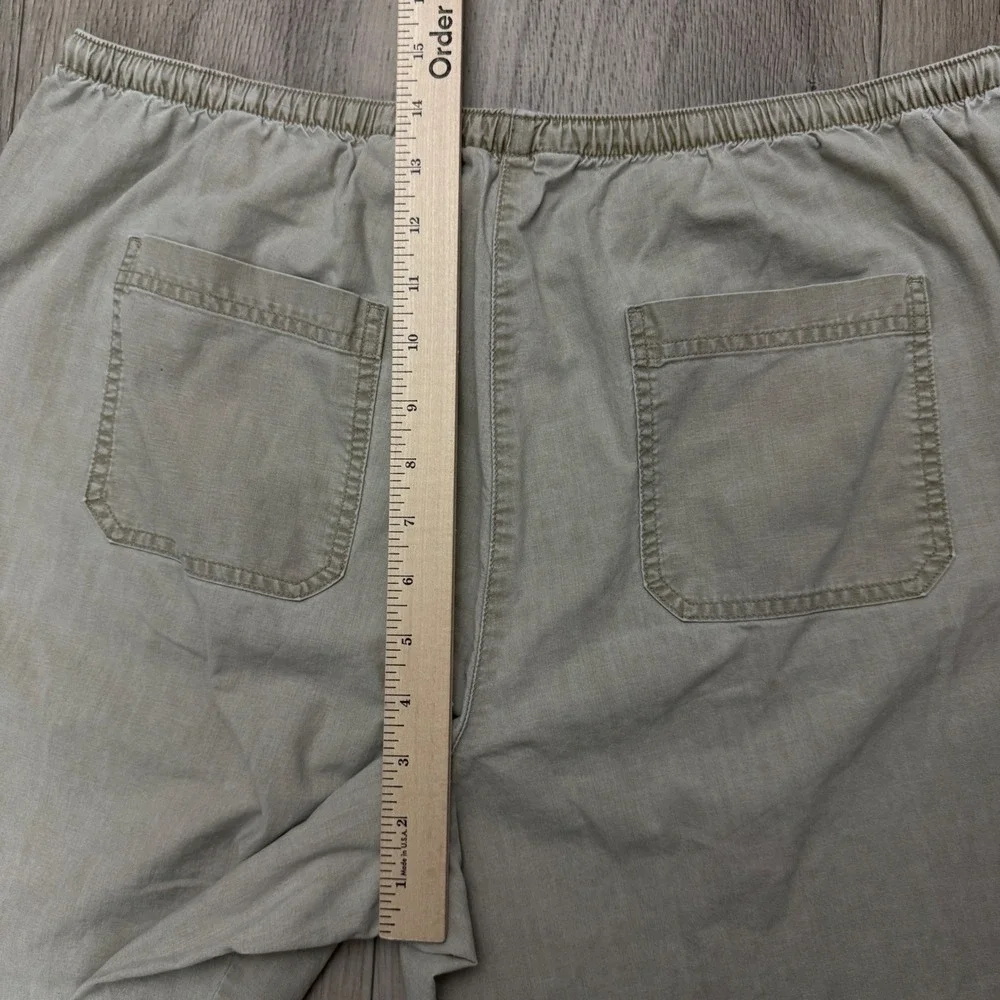 L.L.Bean Pants Womens‎ Large Tan Wide Leg Elastic Waist Drawstring Cotton